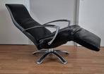 Brainbuilder Jori relax design mono move fauteuil zwart leer, Ophalen, Relax italiaanse stijl, 75 tot 100 cm, Zo goed als nieuw