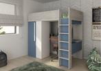 Studio 1809 hoogslaper met bureau en kast  - 90x200 - Blauw, Niet ingevuld, Niet ingevuld, Niet ingevuld