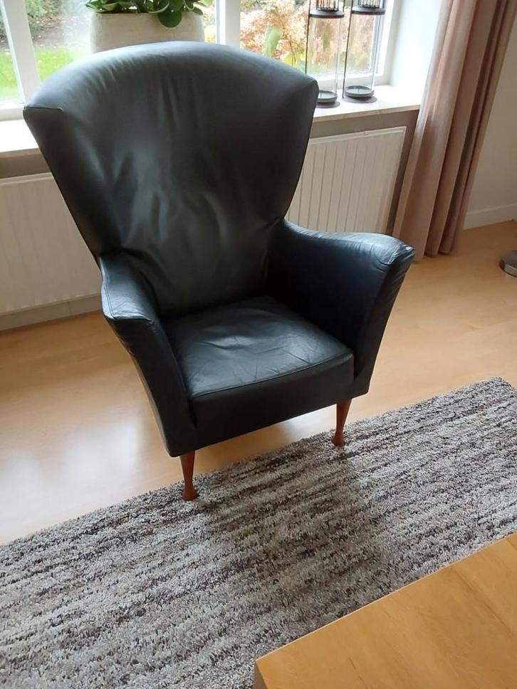 Montis Castor fauteuil - Zwart leer, Huis en Inrichting, Fauteuils, Gebruikt, Leer, 75 tot 100 cm, 75 tot 100 cm, Ophalen
