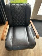Zwarte leren stoel, Huis en Inrichting, Fauteuils, Ophalen, Zo goed als nieuw, 75 tot 100 cm, 50 tot 75 cm