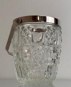 Vintage kristallen ijsemmer met tang chromen rand, Ophalen of Verzenden