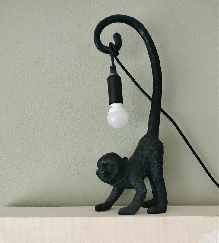 Decoratieve lamp Aap zwart- excl. lichtbron, Huis en Inrichting, Lampen | Wandlampen, Zo goed als nieuw, Ophalen