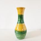 Vintage vaas groen gele keramieke vaas  1410 30, Ophalen of Verzenden