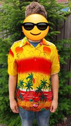 2x Hawaï blouse - geel met tropische print - maat 56 & 58, Carnaval, Ophalen of Verzenden, Kleding, Maat 56/58 (XL)