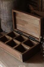 Houten theedoos, houten doosje voor de thee, Huis en Inrichting, Nieuw, Ophalen of Verzenden, Info@jufbrocante.nl, Juf Brocante