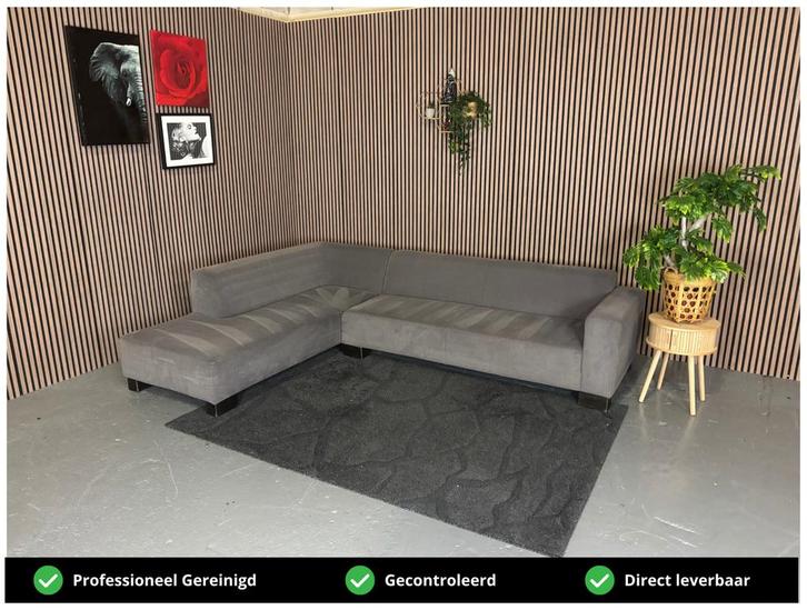 GRATIS LEVERING Hoekbank Stof Grijs 280x215 REFURBISHED, Huis en Inrichting, Banken | Bankstellen, Zo goed als nieuw, Hoekbank