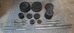 Halters+ 144kg gewichten, Sport en Fitness, Ophalen, Zo goed als nieuw, Benen, Halterschijven