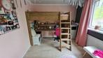 Hoogslaper met bureau steigerhout, Ophalen, 100 cm, Hoogslaper, Eenpersoons