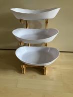 Etagere houten standaard met 3 kunststof schalen, Huis en Inrichting, Woonaccessoires | Etagères, Ophalen of Verzenden, Zo goed als nieuw