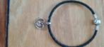 Leren chamilia armband met Zilveren chamilia bedel, Ophalen of Verzenden, Nieuw, Zilver