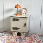 Vintage gerestyled nachtkastjes hout halkastje brocante j`60, Huis en Inrichting, Niet bekend, Niet bekend, Ophalen of Verzenden