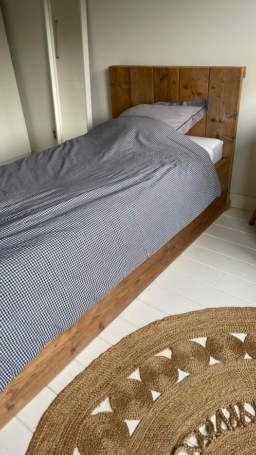 Bed steigerhout met bergruimte, Kinderen en Baby's, Kinderkamer | Bedden, Zo goed als nieuw, 180 cm of meer, 85 tot 100 cm, Matras