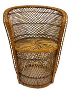 Vintage Boho/bohemian rieten stoel fauteuil, Huis en Inrichting, Fauteuils, Riet of Rotan, Zo goed als nieuw, 50 tot 75 cm, Vintage