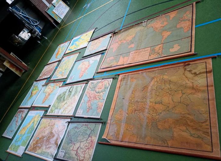 16x schoolkaart, topografischekaarten per stuk of partij!, Antiek en Kunst, Antiek | Schoolplaten, Aardrijkskunde, Ophalen
