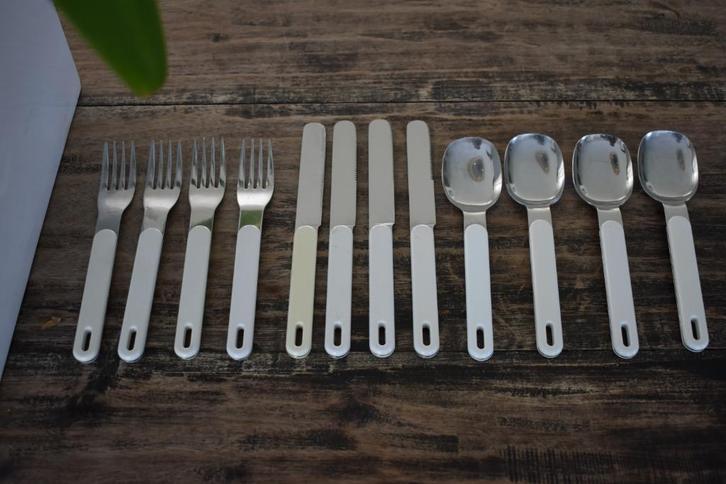 Mepal wit buitenservies bestek messen vorken lepels, Caravans en Kamperen, Kampeeraccessoires, Gebruikt, Ophalen of Verzenden