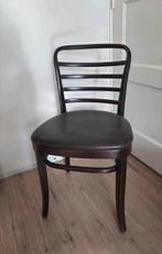 6x donkerbruin houten eetkamer stoelen met leren bekleding, Ophalen of Verzenden, Gebruikt, Bruin, Vijf, Zes of meer stoelen