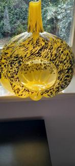 Vintage, glazen pompoen , geel-zwart,  27 cm, Antiek en Kunst, Ophalen of Verzenden