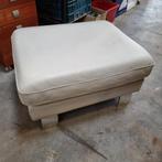 Crème leren voetenbankje, Ophalen of Verzenden, Rechthoekig, Metaal