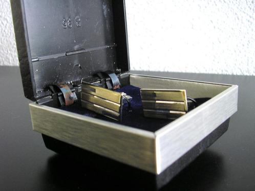Verguld zilveren manchetknopen in cassette, Sieraden, Tassen en Uiterlijk, Manchetknopen, Nieuw, Zilver, Verguld, Ophalen of Verzenden