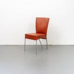 4x Montis Spica Stoel Oranje/Cognac Leder - RVS Frame