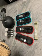 Fitness set gewichten manchetten slam bal  elastiek, Gebruikt, Dumbells, Ophalen of Verzenden, Gewichtej manchetten