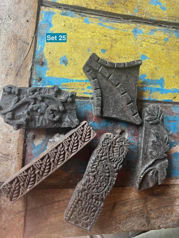 India stempel set van 5 stuks Indiase batik diverse 25-36 beschikbaar voor biedingen