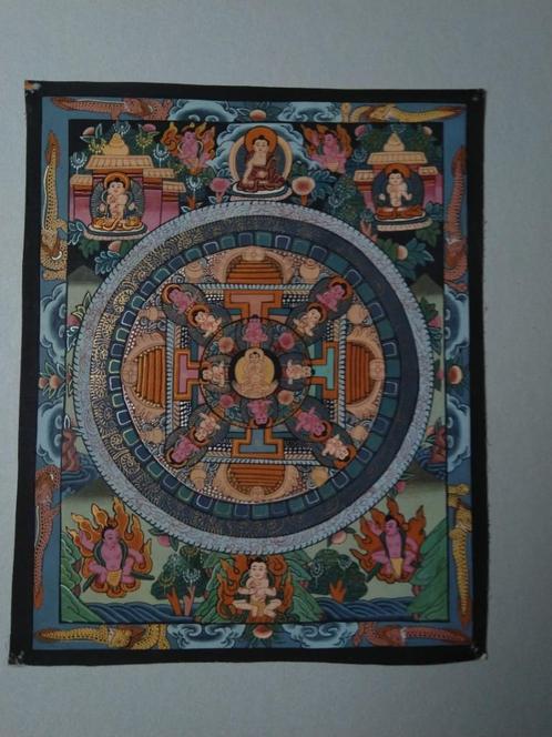 Grote wiel Mandala Thangka, Antiek en Kunst, Kunst | Niet-Westerse kunst, Ophalen of Verzenden