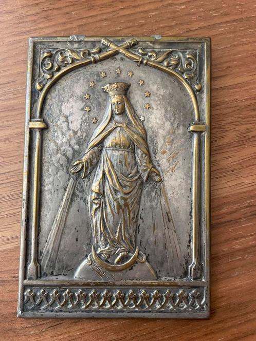 Antieke religieuze plaquette Maria, Verzamelen, Religie, Ophalen of Verzenden
