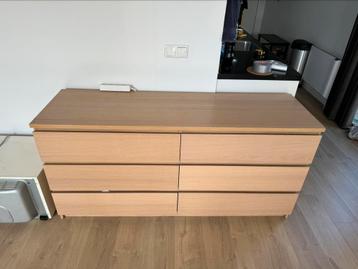 Dubbele IKEA Malm ladekast houtkleur (160x78x48cm)