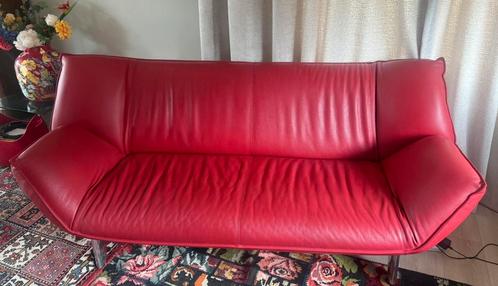 Leolux tango design bank Ferrari rood leer 3 zits, Huis en Inrichting, Banken | Sofa's en Chaises Longues, Zo goed als nieuw, Leer
