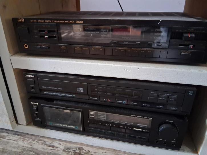 Vintage Audio Set: JVC Versterker, Philips CD & Cassette, Audio, Tv en Foto, Stereo-sets, Gebruikt, Cassettedeck, Cd-speler, Philips