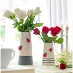 Vaasje met lieveheersbeestjes, Wit, Nieuw, Ophalen of Verzenden, Kwastjeoverkastje@gmail.com