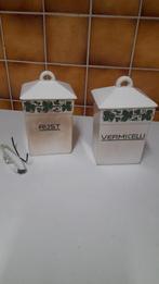 Antiek, vintage, oude, groen wit VOORRAADPOTTEN., Ophalen of Verzenden