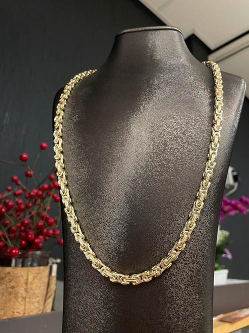 14k gouden koningsketting 65 cm 5 mm Italy design, Sieraden, Tassen en Uiterlijk, Kettingen, Nieuw, Goud, Goud, Ophalen of Verzenden
