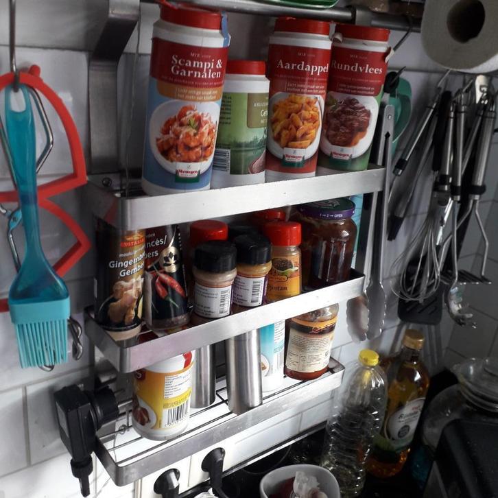 IKEA kruidenrek en keukenrolhouder, rvs, Huis en Inrichting, Keuken | Keukenelementen, Gebruikt, Minder dan 100 cm, 50 tot 100 cm