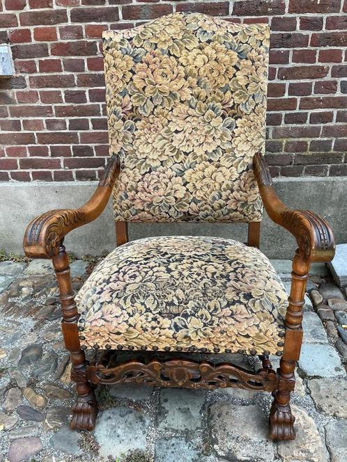 Antieke Stoel met Bloemenbekleding, Antiek en Kunst, Antiek | Meubels | Stoelen en Banken, Ophalen