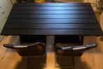 Tafel met 4 stoelen, Huis en Inrichting, Stoelen, Ophalen, Gebruikt, Zwart, Leer