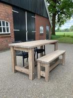 Houten (buiten) eettafel 160 cm lang en 73 cm breed, Nieuw, Vijf personen of meer, Stoer, landelijk, 150 tot 200 cm