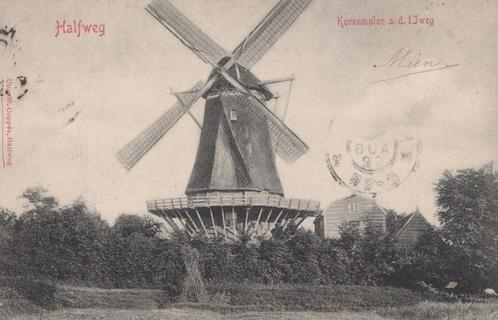 HALFWEG - 1902- MOLEN - grootrond 'Houtrijk en Polanen', Verzamelen, Ansichtkaarten | Nederland, Gelopen, Noord-Holland, Voor 1920