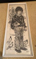 vintage zwart-wit prent van "Sjakie" in een houten lijst, Ophalen of Verzenden