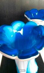 Set van 2 Lusaka vazen - bloemvorm - kobaltblauw /wit - 40cm, Ophalen of Verzenden, Zo goed als nieuw, Blauw