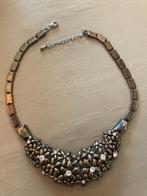 Vintage strass stenen designer verzilverde ketting collier, Overige materialen, Verstelbaar, Ophalen of Verzenden, Zo goed als nieuw