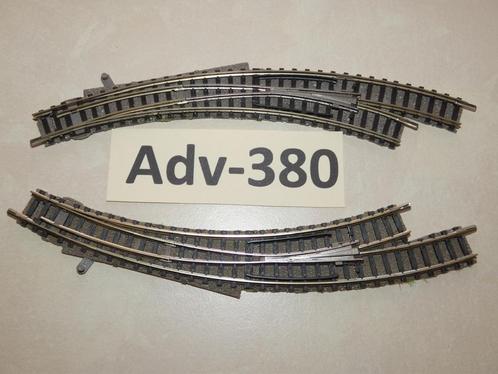 Adv-380 N Spoor Gebogen Wissels 9168/69 Fleischmann DB, Hobby en Vrije tijd, Modeltreinen | N-Spoor, Zo goed als nieuw, Rails