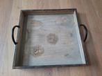 Mooi houten dienblad met metalen handvatten., Ophalen of Verzenden, Gebruikt, Vierkant, Hout