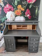 Massief eiken bureau, geverfd in antraciet, Ophalen, Zo goed als nieuw, Brocante, vintage, klassiek