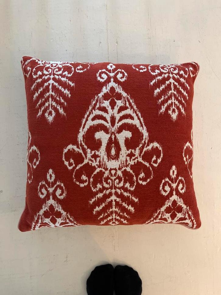 NIEUW - Sissy-Boy jacquard geweven kussen Rood/Wit 60x60cm, Huis en Inrichting, Woonaccessoires | Kussens, Nieuw, Rood, Vierkant