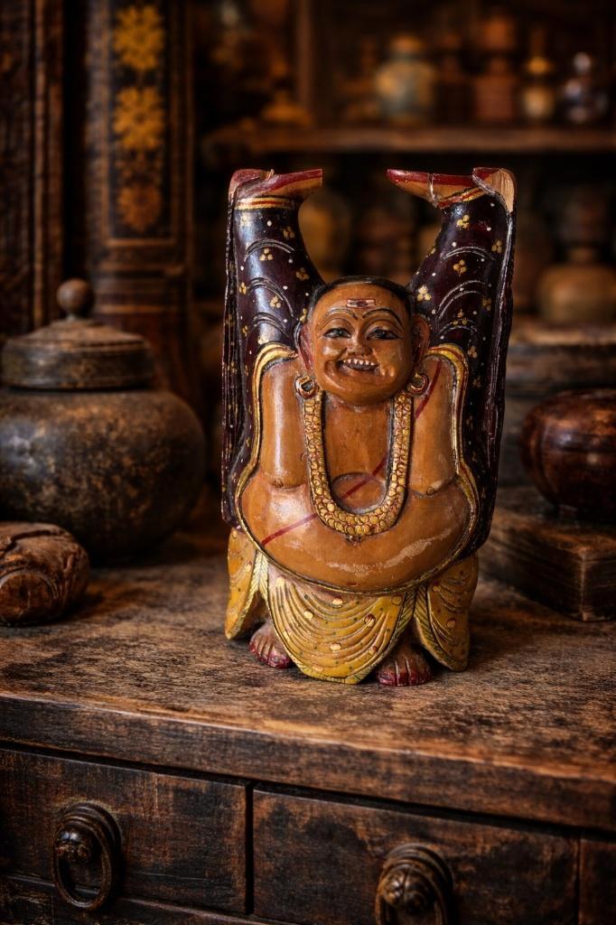 Handbeschilderd houten beeld, Antiek en Kunst, Kunst | Beelden en Houtsnijwerken, Ophalen of Verzenden