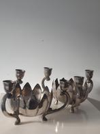 2 verzilverd lotusbloem kandelaars, Antiek en Kunst, Ophalen of Verzenden, Zilver
