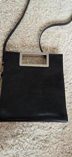 Vintage zwarte ICCI handtas leer - zilverkleurig handvat, Ophalen of Verzenden, Zo goed als nieuw, Zwart, Handtas