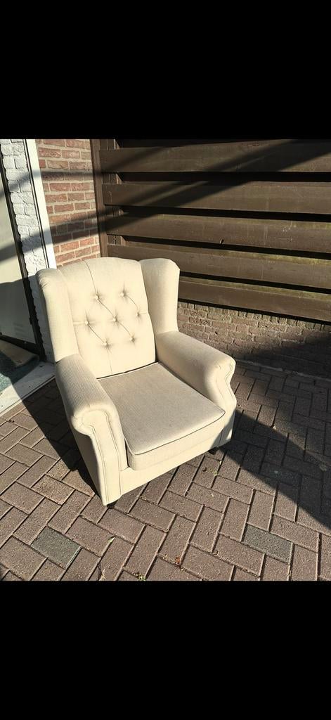 Te koop een wit beige stoel, Ophalen, Wit, Zo goed als nieuw, Woonkamer